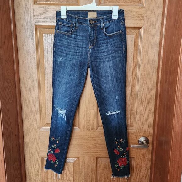 Driftwood Jackie Women's Embroidered Skinny Jeans Size 25 Distressed Classic Fit - Picture 1 of 16